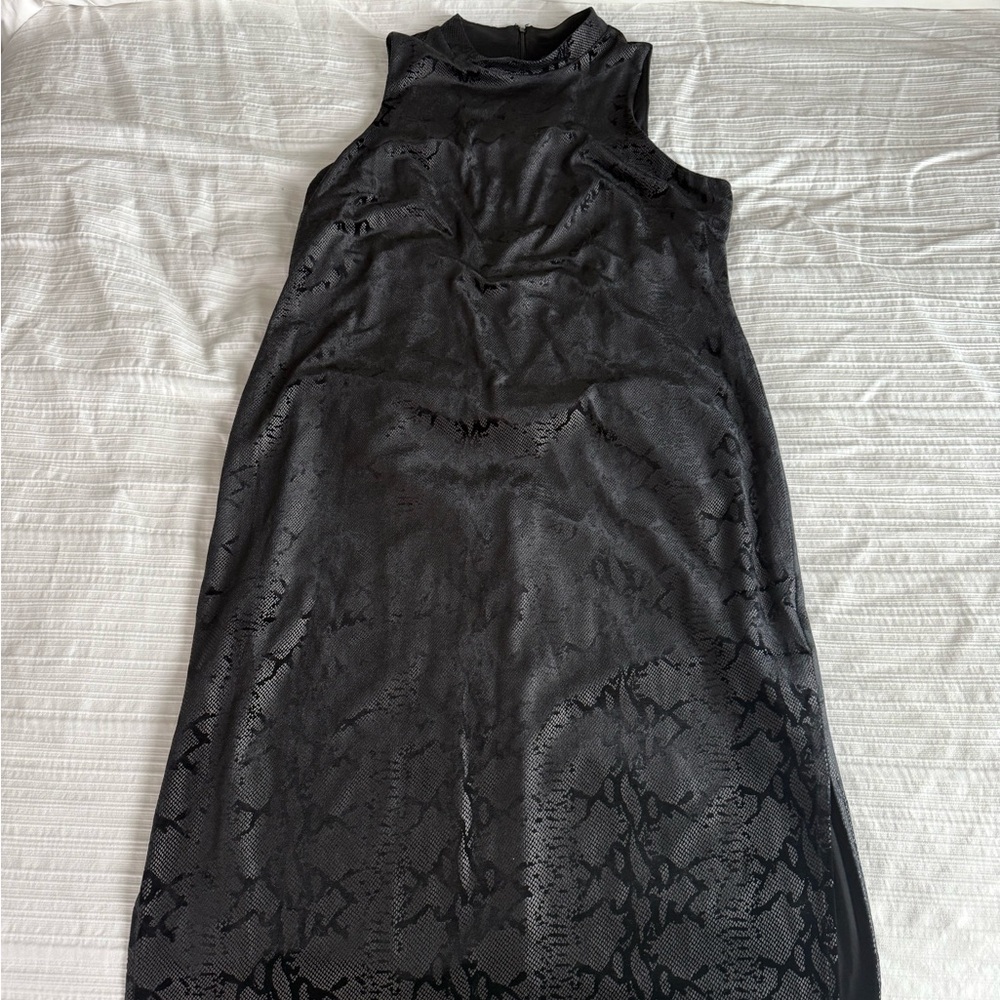 INC International Concepts Charcoal Snake Print Midi Dress